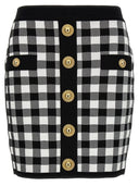 Balmain Logo Button Vichy Jupe