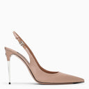 Dolce & Gabbana Beige Satin Slingback con logotipo