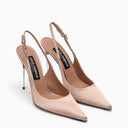 Dolce & Gabbana Beige Satin Slingback con logotipo