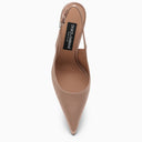 Dolce & Gabbana Beige Satin Slingback con logotipo