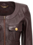 Chloé Leather Cropped Jacket