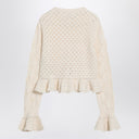 Chloé Latte Colored Crochet Cardigan In Cotton Blend
