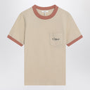 Maglietta beige di Chloé Blossom con logo