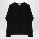Blusa Chloé con mantello di seta nera