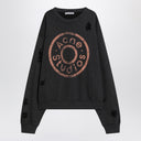 Acne Studios Black Mélange Relaxed Sweater With Wear