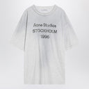 Acne Studios Pale Grey Mélange Cotton T Shirt With Logo