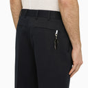 Pt Torino Navy Blue Slim Trousers In Cotton And Linen