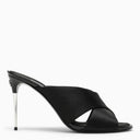 Dolce & Gabbana Black Satin Mule con logotipo