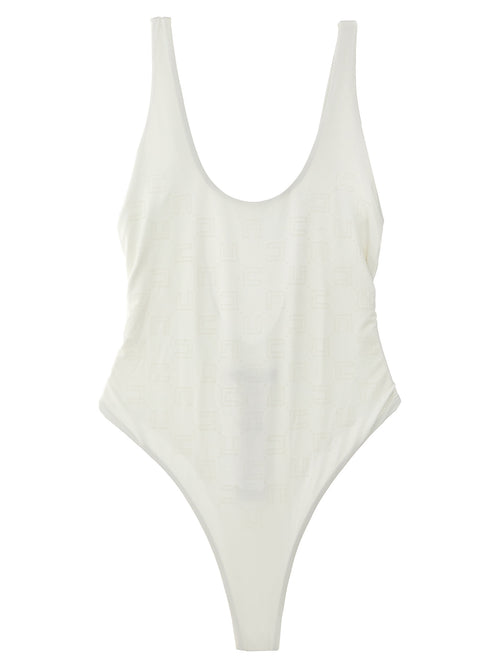 Elisabetta Franchi Rhinestone Logo One Piece Swimsuit