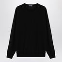 Suéter de cuello de la tripulación de lana negra de Drumhr