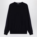 Suéter de cuello de la tripulación de lana azul drumohr