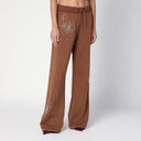 Des Phemmes Brown Cotton Trousers With Crystals