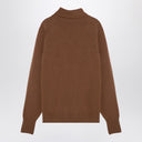 Suéter de cuello de tortuga de color camello en lana en lana