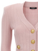 Balmain Logo Button Cropped Cardigan