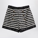 Balmain Black/White Striped Shorts With Sequins