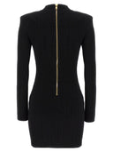 Balmain Logo Knopf Rippenkleid