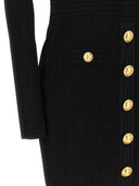 Balmain Logo Knopf Rippenkleid