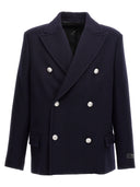 Balmain Double Breasted Coat With Logo Buttons