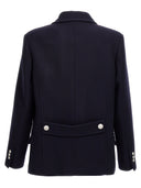 Balmain Double Breasted Coat With Logo Buttons