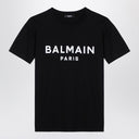 Balmain Black Cotton Crew Neck T Shirt With Logo