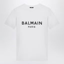 Balmain White Cotton Crew Neck T Shirt With Logo