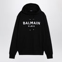 Balmain Black Cotton Hoodie With Logo