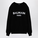 Balmain Black Wool Blend Crew Neck Sweater With Logo Inlay