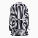 Patou Black/White Striped Cotton Mini Chemisier Dress
