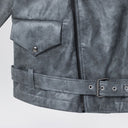 Douuod sobre la chaqueta de motociclista de Calamita gris en cuero ecológico