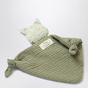 Teddy & Minou Sage Green Muslin Doudou With Kitten