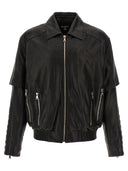Balmain geschichtete Lederjacke
