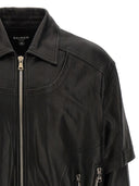 Balmain geschichtete Lederjacke