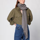 Destin Mud Coloured Wool Silk Blend Scarf