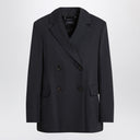 'S Max Mara Double Breasted Jacket In Midnight Blue Crêpe Wool