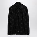Dolce&Gabbana Black Jacquard Silk Satin Shirt With Logo