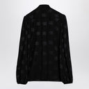 Dolce&Gabbana Black Jacquard Silk Satin Shirt With Logo