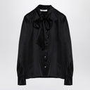 Alessandra Rich Black Silk Shirt met boog