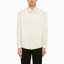 Kenzo Stone White Cotton Shirt With Logo