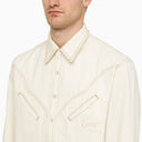 Kenzo Stone White Cotton Shirt With Logo