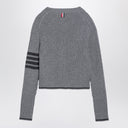 Thom Browne Grey Ribbed Cardigan In Wool