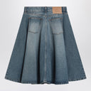 Ami Paris Flared Blue Denim Skirt