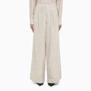 Federica Tosi Bamboo Coloured Wide Trousers With Micro Sequins