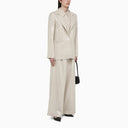 Federica Tosi Bamboo Coloured Wide Trousers With Micro Sequins