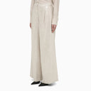 Federica Tosi Bamboo Coloured Wide Trousers With Micro Sequins
