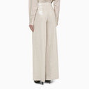 Federica Tosi Bamboo Coloured Wide Trousers With Micro Sequins