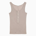 Ami Paris Chalk Coloured Cotton Tank Top With Buttons