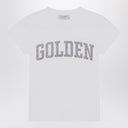 Golden Goose White T Shirt With Glitter Logo