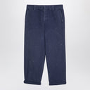 Pantaloni in cotone blu d'oro con dettagli splash