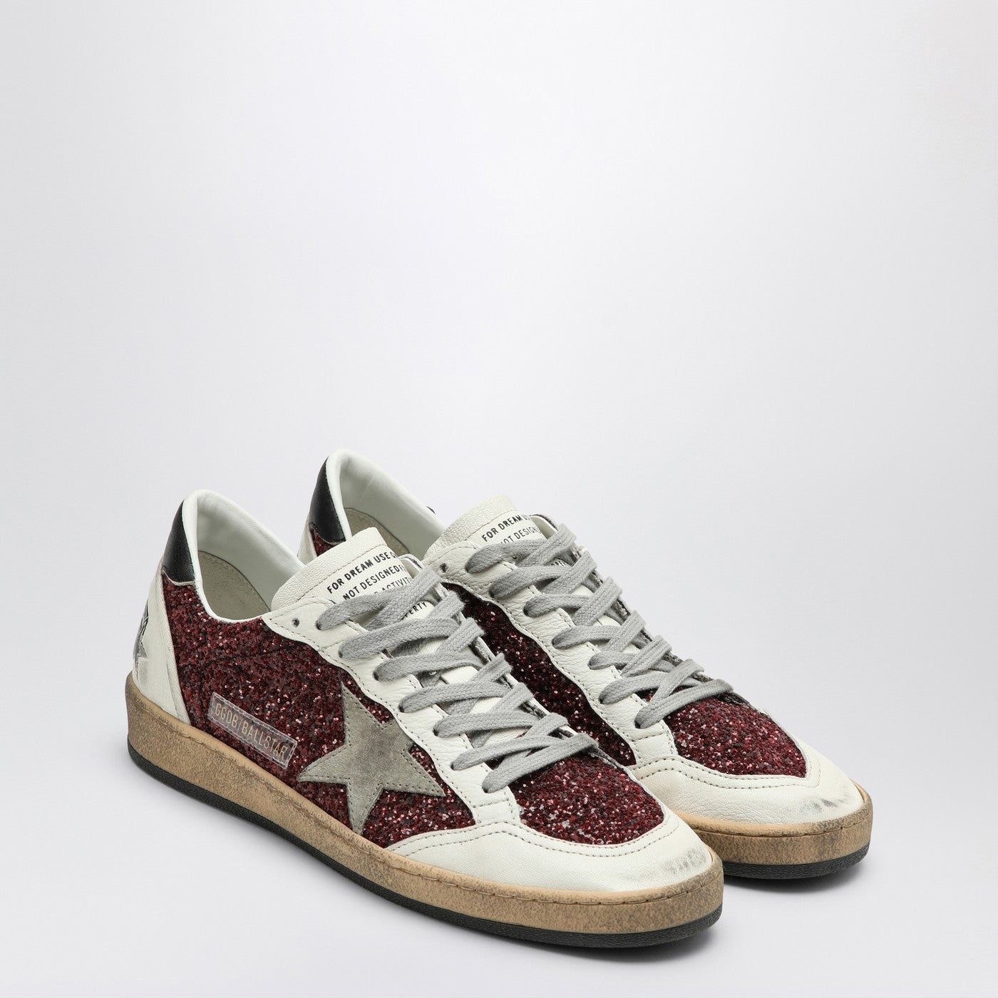 Golden Goose Sneakers Ball Star With Burgundy Glitter – Balardi