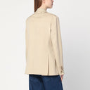 Giacca a doppio petto a doppio petto color sabbia d'oca in lana